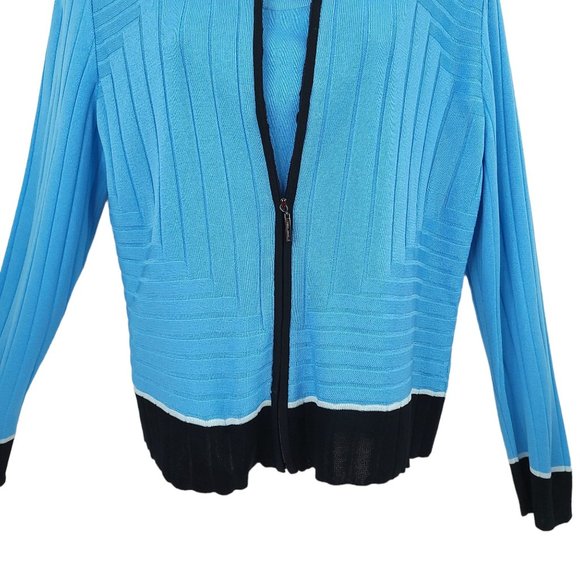 Ming Wang Twin Set Cardigan Tank Top READ Womens Size S Blue Full Zip Sweater - Picture 5 of 16